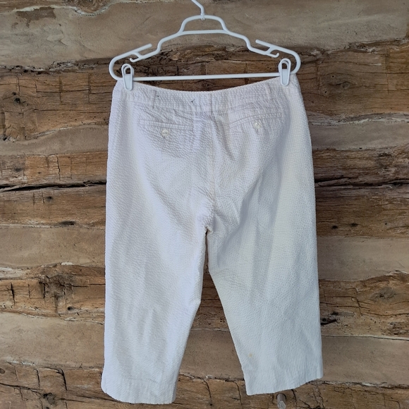George Cream Cotton Seersucker Capri Pants Size 10 - Picture 4 of 7